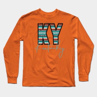 KY Aztec Colors Cow Hide Print Kentucky Long Sleeve T-Shirt